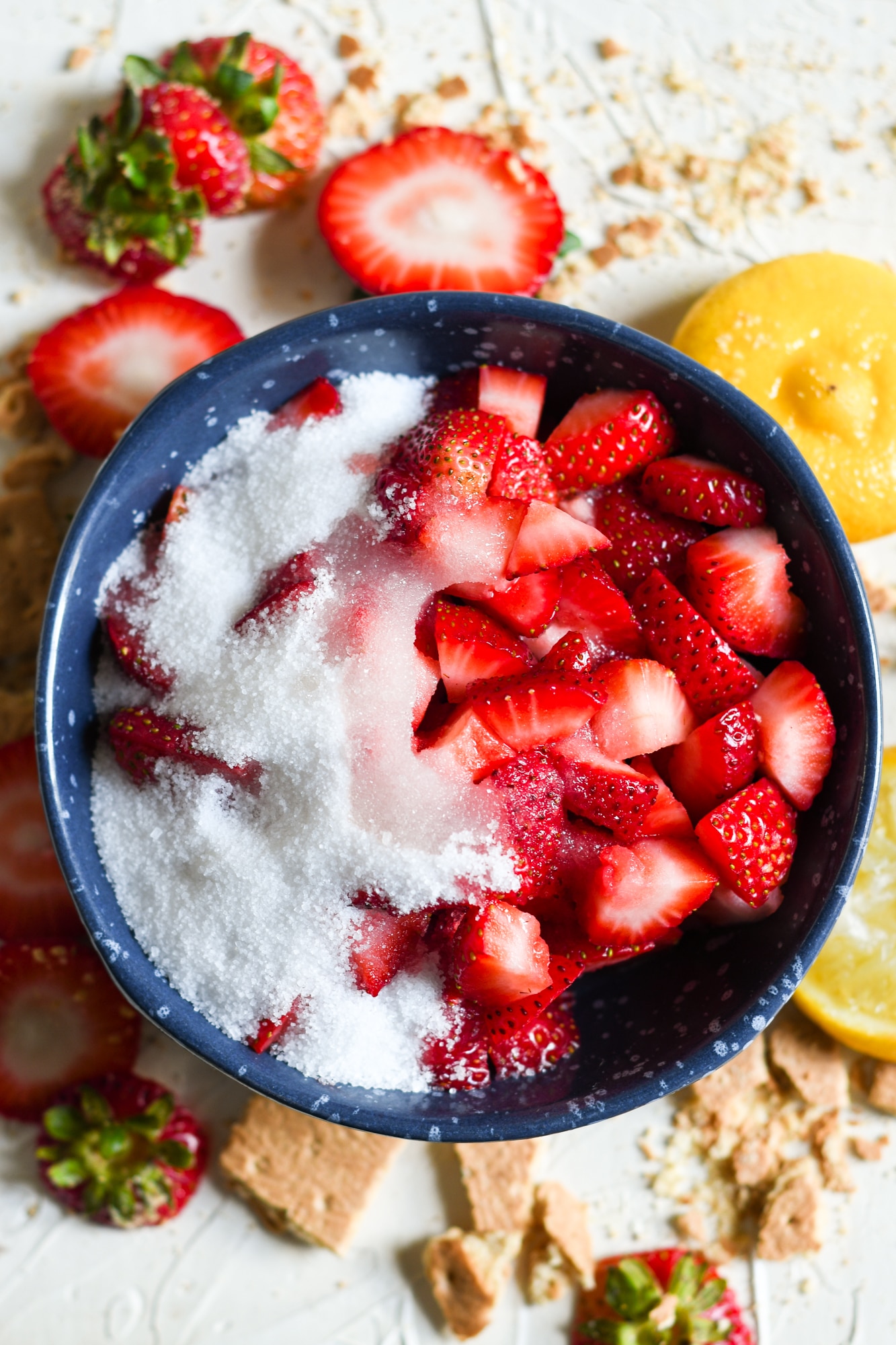 Strawberry Sauce ingredients in a bowl